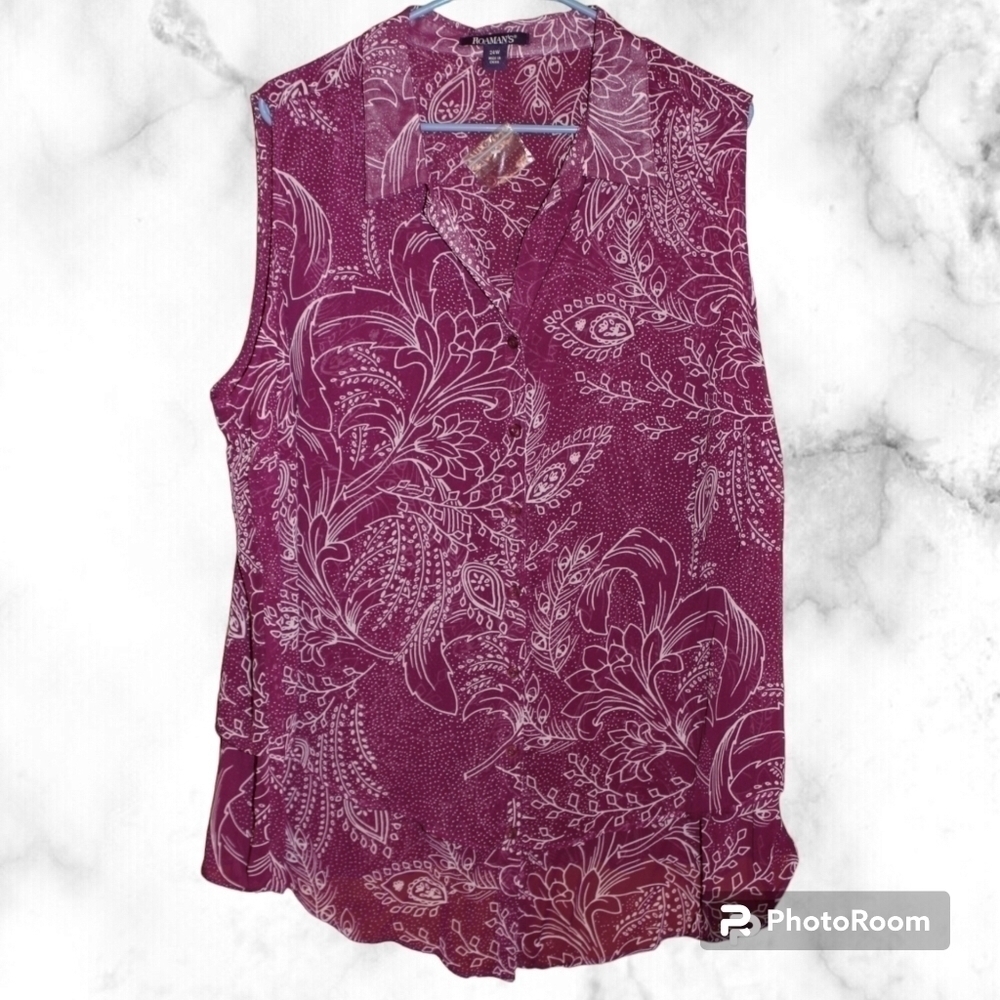 ROMAN'S Layered Women's Button Up Tunic Shirt